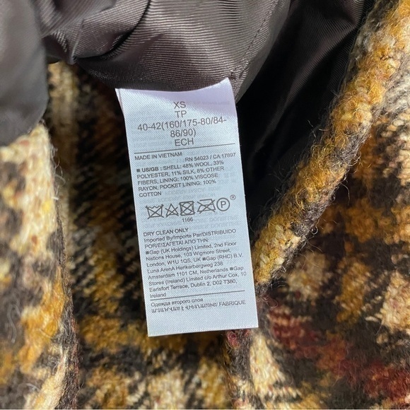 Banana Republic XS‎ Plaid Wool Balmacaan Full Zip Coat Oversized Brown Neutral - Picture 12 of 15